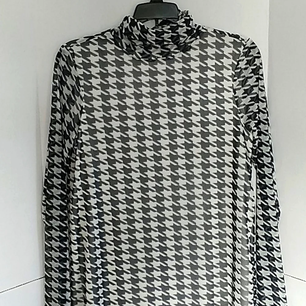 Rhino & Pelle, Black/White Mesh Dress, Sz M - Picture 3 of 12